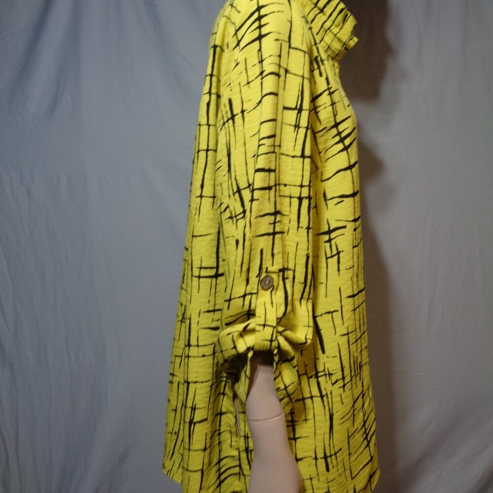 John Mark Yellow Patterned Button Down Blouse, Si… - image 4